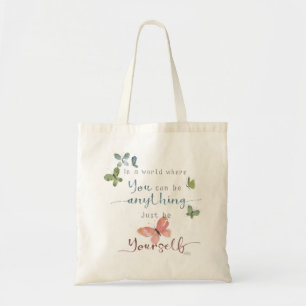 Rustic Watercolor Butterflies Quote Tote Bag