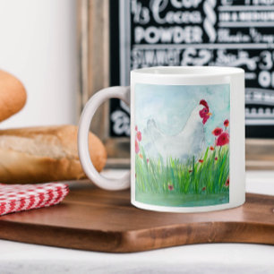 Rustic Watercolor Chicken Large Coffee Mug
