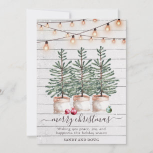Rustic watercolor Christmas Evergreen Holiday Card