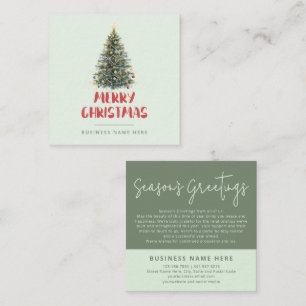 Rustic Watercolor Christmas Holiday Greetings Square Business Card