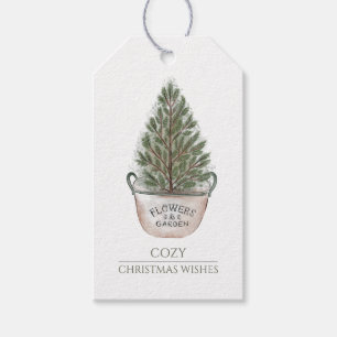 Rustic Watercolor Christmas Tree Gift Tags
