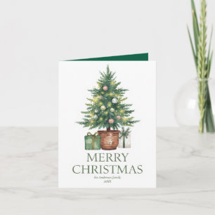 Rustic Watercolor Christmas Tree Non-Photo Card