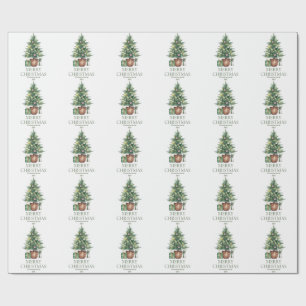 Rustic Watercolor Christmas Tree Non-Photo Wrapping Paper