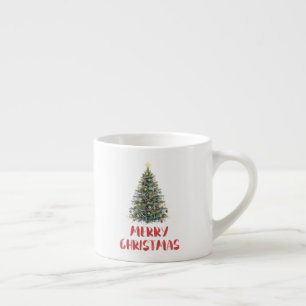 Rustic Watercolor Christmas Tree Xmas Holidays Espresso Cup