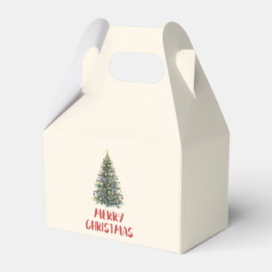 Rustic Watercolor Christmas Tree Xmas Holidays Favour Box