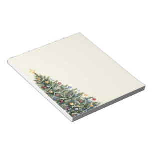 Rustic Watercolor Christmas Tree Xmas Holidays Notepad