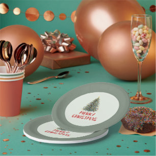 Rustic Watercolor Christmas Tree Xmas Holidays Paper Plate