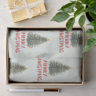 Rustic Watercolor Christmas Tree Xmas Holidays Tissue Paper