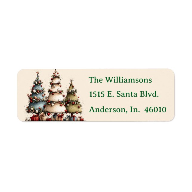 Rustic Watercolor Christmas Trees Let It Snow  (Front)