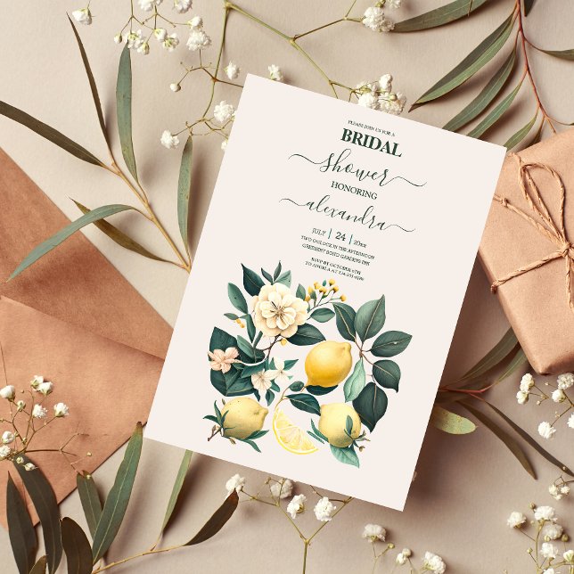 Rustic Watercolor Citrus Bridal Invitation (Creator Uploaded)