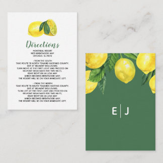 Rustic Watercolor Citrus Lemon Wedding Enclosure Card
