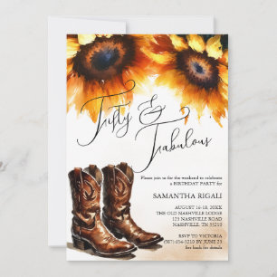 Rustic Watercolor Country 50th Birthday Invitation