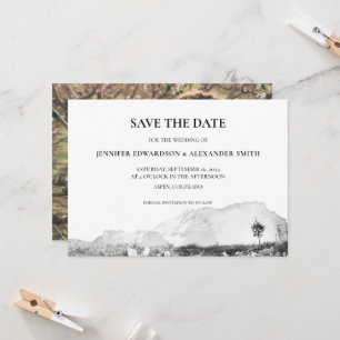 Rustic watercolor country mountain Save the Date Invitation
