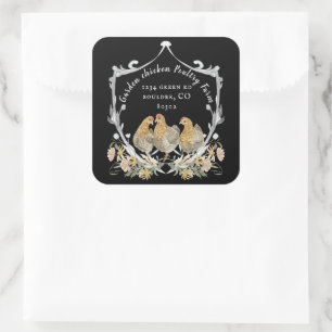 rustic watercolor crest farmhouse business card sq square sticker