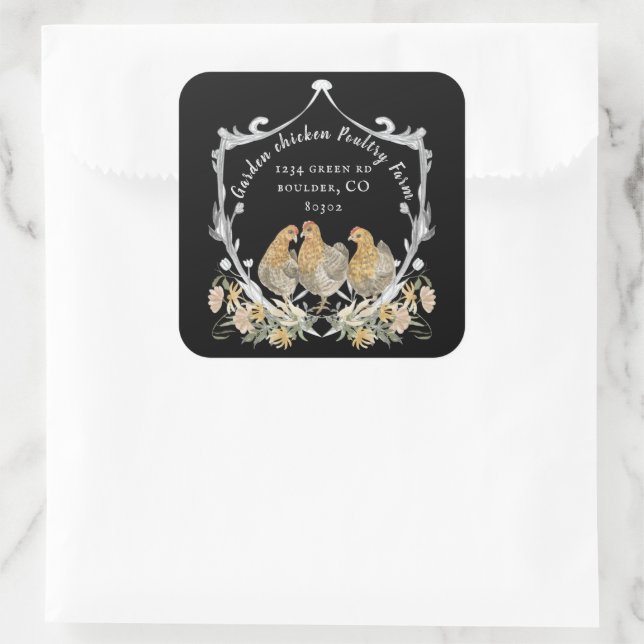 rustic watercolor crest farmhouse business card sq square sticker (Bag)