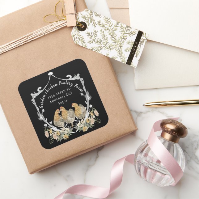 rustic watercolor crest farmhouse business square sticker (Gifting)