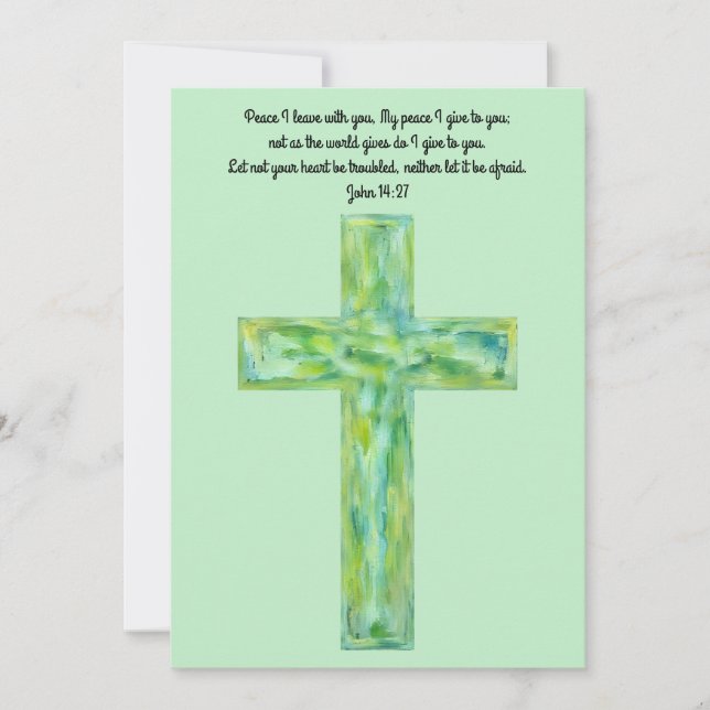 Rustic Watercolor Cross Peace Bible Verse Card (Front)