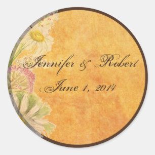 Rustic Watercolor Daisies Parchment Envelope Seal