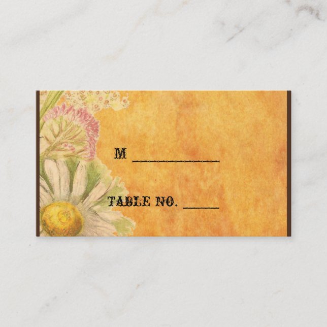 Rustic Watercolor Daisies Wedding Place Cards (Front)