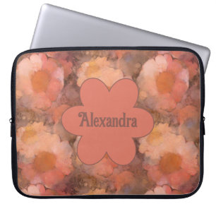 Rustic Watercolor Daisy Floral Pattern Laptop Sleeve