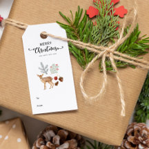 Rustic Watercolor Deer and Botanicals Christmas 