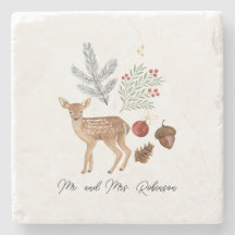 Rustic Watercolor Deer and Botanicals Christmas