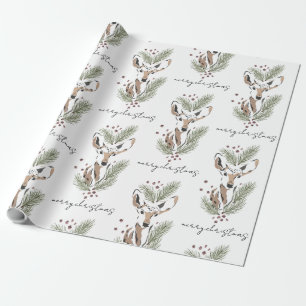 Rustic Watercolor Deer Christmas Pattern Wrapping Paper