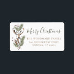 Rustic Watercolor Deer Return Address Label<br><div class="desc">Send your holiday cards with a personal touch using this rustic return address design. A peaceful watercolor deer is framed by pine boughs and winter berries beside the elegant phrase Merry Christmas. Your name and address are featured in warm earthy tones that complement the soft neutral background. A cosy and...</div>