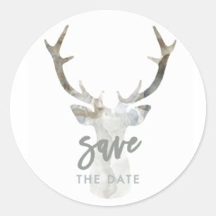RUSTIC WATERCOLOR DEER   SAVE THE DATE STICKER