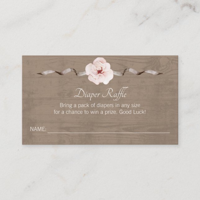 Rustic Watercolor Diaper Raffle Card – Woodland Ba (Front)