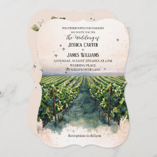 Rustic Watercolor Elegant Vineyard Wedding Invitation
