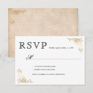 Rustic Watercolor Elegant Vineyard Wedding RSVP Card