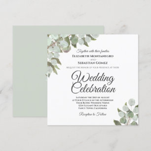 Rustic Watercolor Eucalyptus Elegant Wedding Invitation
