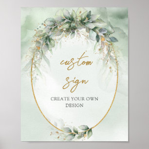 Rustic watercolor eucalyptus greenery Custom Sign