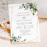 Rustic Watercolor Eucalyptus Greenery Gold Wedding Invitation<br><div class="desc">This elegant collection features mixed watercolor greenery leaves paired with a classy serif & delicate sans font in black,  with a monogram on the back. Matching items available.</div>