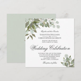 Rustic Watercolor Eucalyptus & Greenery Wedding Invitation