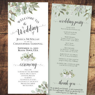 Rustic Watercolor Eucalyptus & Greenery Wedding Programme