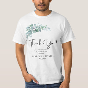 Rustic Watercolor Eucalyptus Greenery Wedding T-Shirt