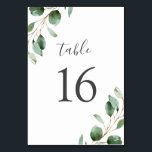 Rustic Watercolor Eucalyptus Greenery Wedding Table Number<br><div class="desc">Designed to coordinate with our Moody Greenery wedding collection,  this customisable Table Numbers Card features watercolor sage green eucalyptus leaves and paired with a stylish script and classy serif font in dark grey. To make advanced changes,  go to "Click to customise further" option under Personalise this template.</div>
