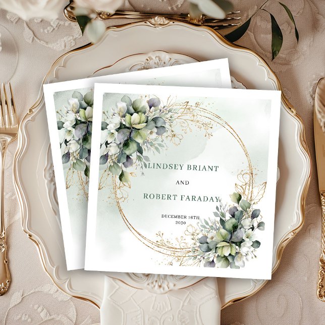 Rustic Watercolor Eucalyptus Wedding Napkins (Rustic Watercolor Eucalyptus Wedding Napkins)