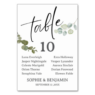 Rustic Watercolor Eucalyptus Wedding Seating Cards