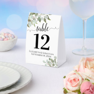Rustic Watercolor Eucalyptus Wedding Table Number