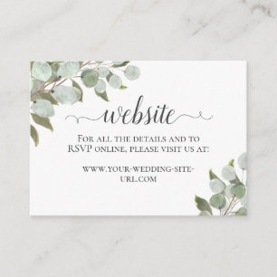 Rustic Watercolor Eucalyptus Wedding Website Enclosure Card