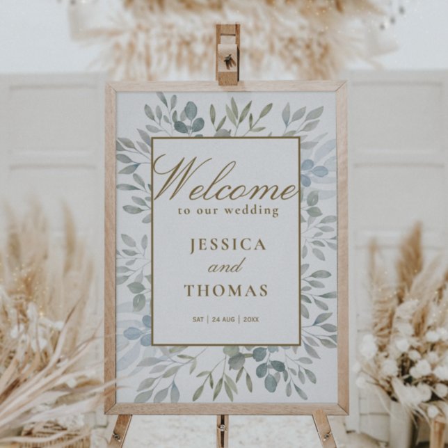 Rustic Watercolor Eucalyptus Wedding Welcome  Poster (Creator Uploaded)
