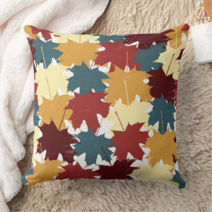 Rustic Watercolor Fall Autumn Leaves  Cushion