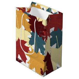 Rustic Watercolor Fall Autumn Leaves Medium Gift Bag