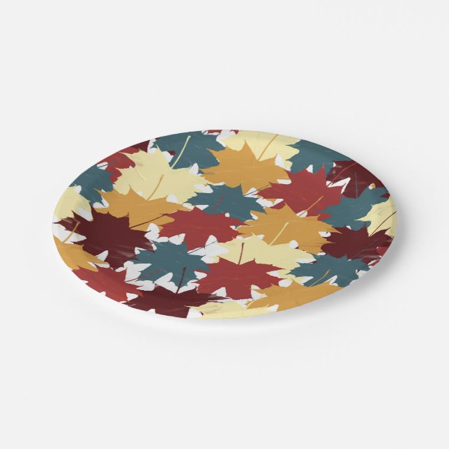 Rustic Watercolor Fall Autumn Leaves  Paper Plate (Angled)
