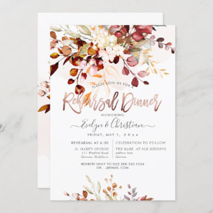Rustic Watercolor Fall Eucalyptus Rehearsal Dinner Invitation