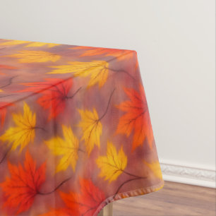 Rustic Watercolor Fall Leaves - Autumn Foliage Tablecloth