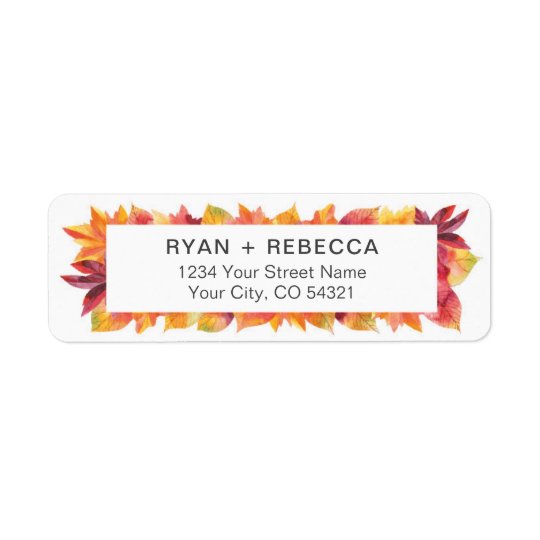 Rustic Watercolor Fall Leaves Return Address Label